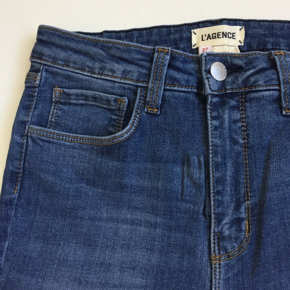 NWT L'AGENCE Light Vintage Wash MARGOT Logo Hardware High Waist Skinny Jeans - Picture 5 of 11